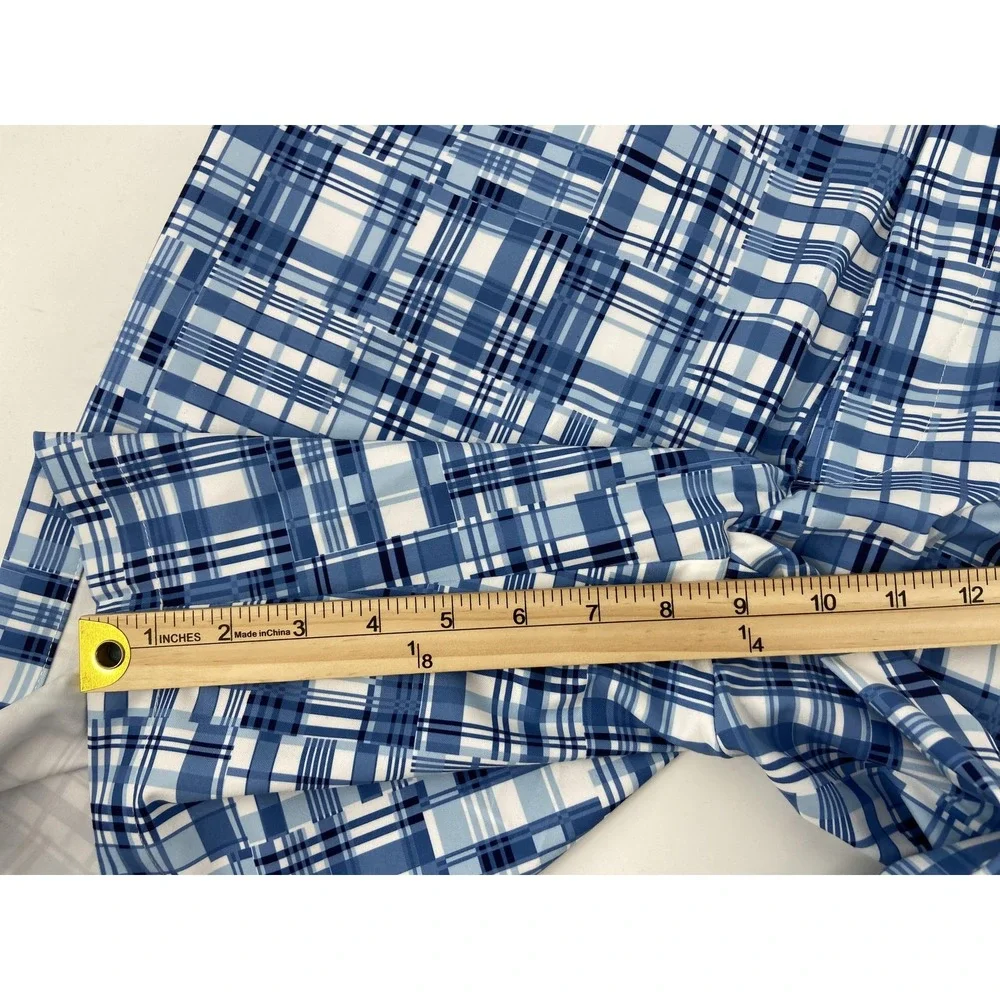 Peter Millar Shorts Mens 38‎ Blue Plaid Crown Crafted Golf Stretch Chino 9